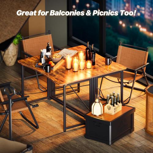 Huuger Folding Desk for Small Spaces, 39.3 Inch Foldable Computer Table, for Home Office, Study, Bedroom, Dorm, Space Saving, Small Writing Work Office Computer Desk, Easy to Fold, Rustic Brown