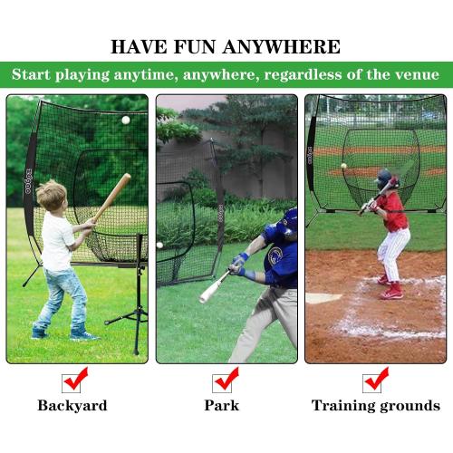 7x7FT Baseball Net for Any Skill Level Players to Batting&Hitting&Pitching | Complete Set-Net&Carry Bag&Ground Stake(Stable&Portable);Tear-resistant Fabric&Metal Frame;Easy Setup