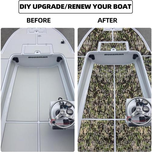 FOCEAN Boat Flooring EVA Foam Boat Decking Camo Marine Flooring Self-Adhesive Marine Mat for Motorboat RV Yacht Kayak 94.5 x 47.2/23.6/15.7