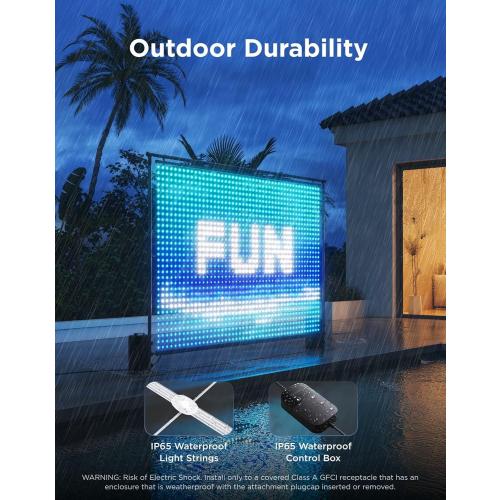 Govee Lightwall, Large Smart Curtain Light, 1536 RGBIC LEDs, 8.5x6.2ft | Portable & Dimmable Color Changing String Lights, Music Sync with AIGC, Light wall for Outdoor & Indoor Use, IP65 Waterproof