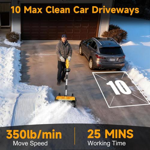 17-Inch Cordless Snow Shovel with Wheels, 9000mAh Brushless Electric Snow Blower Battery Powered, 26Ft Snow Thrower Distance&Adjustable Plate, Snow Removal for Driveway Deck Sidewalks