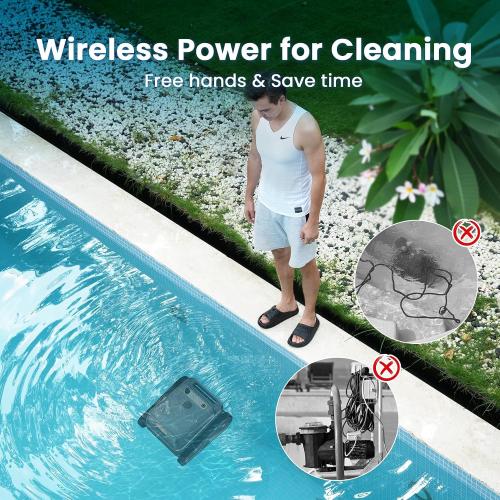 Color Dark Grey U8 Cordless Robotic Pool Cleaner, Pool Vacuum for Inground Pools, Wall & Waterline Cleaning, 150min Battery Life, Intelligent Route Planning, for Pools up to 2,000 Sq.ft (Dark-Grey)