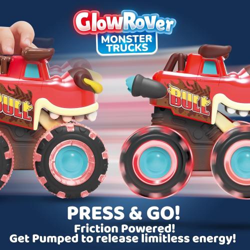 JOYIN 3 Pack Monster Truck Toy - Motion Activated Light Up Cars for Toddlers - Monster Glow Rover LED Wheels - Baby Boy Toys - Press and Go Trucks for Kids Boy Birthday Gifts Easter Basket Stuffers