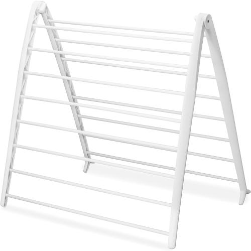 White Whitmor Spacemaker Folding Drying Rack, Freestanding Indoor Clothes Dryer, Space Saving Compact Design, 6L x 26W x 51.5H, White