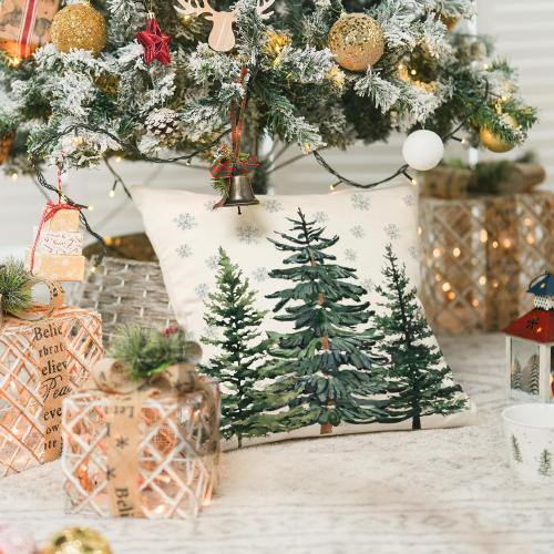 AVOIN colorlife Christmas Trees Snowflake Throw Pillow Cover, 16 x 16 Inch Winter Holiday Cushion Case Decoration for Sofa Couch