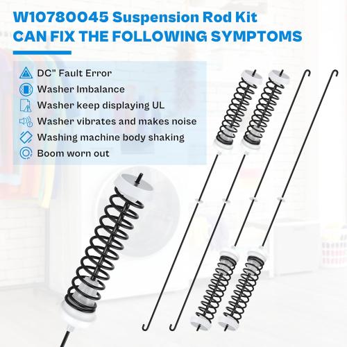 NTW4516FW3 NTW4516FW2 WTW4816FW2 W10780045 Washer Suspension Rod Kit for Amana Whirlpool Kenmore - Fits WTW4800BQ1 NTW4605EW0 WTW4616FW0 | Reduces Washer Vibration