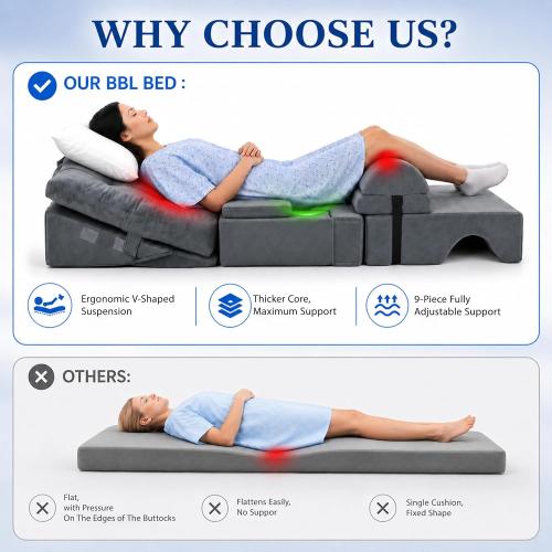 BBL Cushion, BBL Pillow After Surgery, Adjustable, Extra Thick, V-shape | Post Surgery Recovery Cushion to Prevent Bottoming Out, Almohada BBL, FSA&HSA Eligible