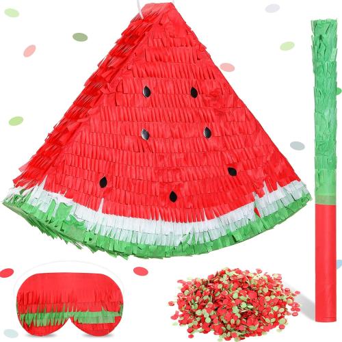 Sratte Watermelon Piñata Fruit Summer Theme Includes Stick Blindfold Confetti Small Fruit Piñata Birthday Party Decorations for Fiestas Summer Tropical Party Supplies Carnival Game