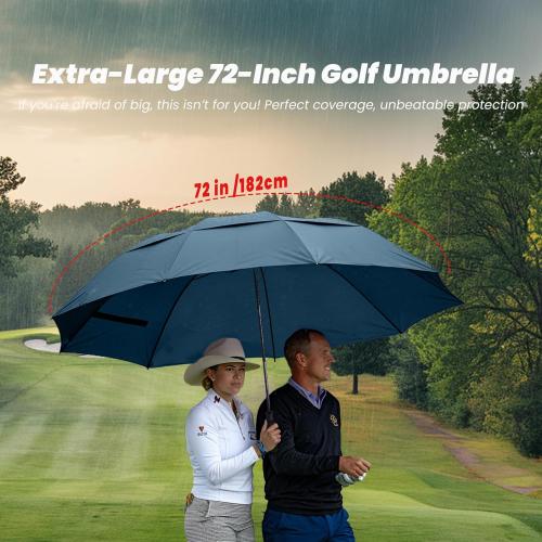 Golf Umbrella Large 62/68/72 Inch, Extra Large Oversize Double Canopy Vented Windproof Waterproof Umbrella, Automatic Open Golf Umbrella for Men and Women and Family.