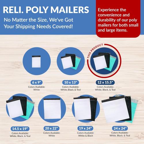 Reli. Poly Mailers 12x15.5 | 500 Pcs Bulk | Shipping Envelopes | White Packaging Bags for Shipping | Non-Padded Polymailers, Self Sealing Mailing Bags for Clothing, Bulk (White)