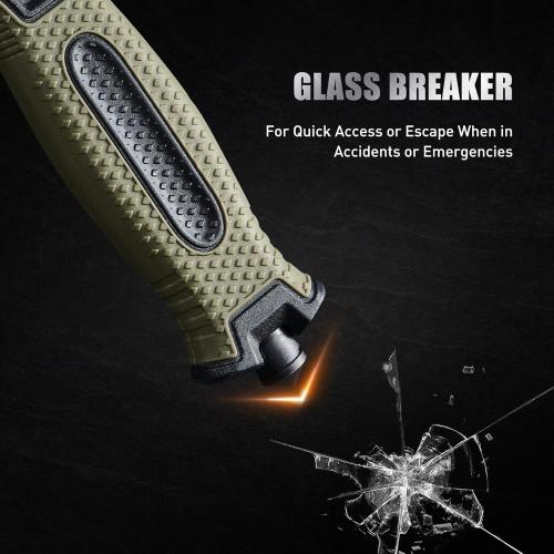 10 Fixed Blade Tactical Knives with Sheath and Clip, Stainless Steel Survival Hunting Bushcraft Full Tang Non-Slip Handle Knife for Camping, Hunting, Adventure, Outdoors, EDC，Military Green