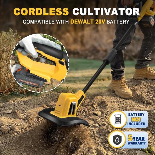 Cordless Garden Tiller Cultivator Compatible with Dewalt 20V MAX Battery, 270 RPM Electric Rototiller, 48 Steel Tines, 8.7 Tilling Width, 6.3 Depth, Rotary Tiller for Lawn/Gardening/Soil(Tool Only)
