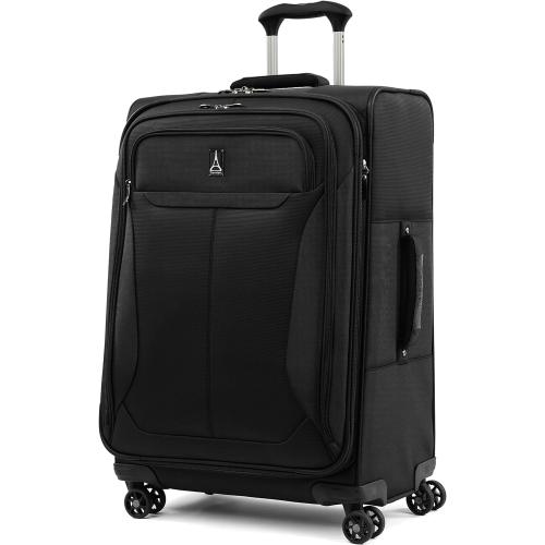 Travelpro Tourlite Softside 25 Expandable Luggage with 4 Spinner Wheels, Lightweight Suitcase, Checked Medium, Black