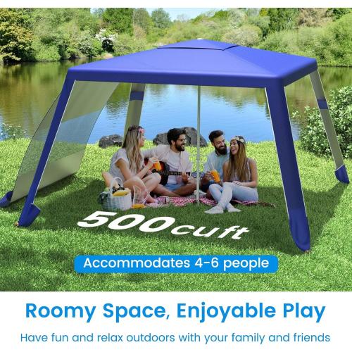 MoKo Beach Cabana, 8'×8' Large Beach Canopy with Side Wall, UPF 50  Protection Easy Setup Beach Tent Sun Shelter, Adjustable Height Wind Resistant Cabana Beach Tent for Whole Family, Navy Blue