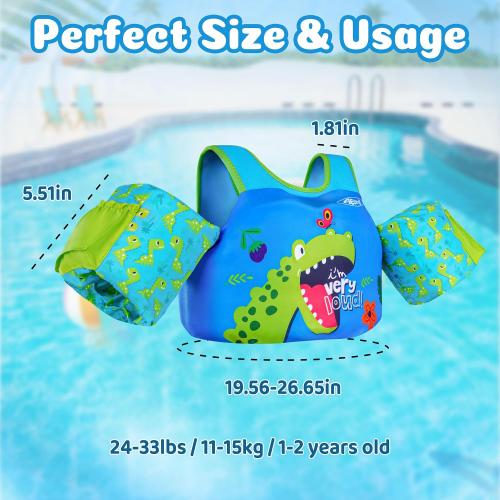AEOCOO Puddle Float Jumper for Swimming, Toddler Swim Vest for Water Play, Pool Floats with Swimming Arm Floaties Swim Jacket & Water Wings for Kids Swimmies, Boys, Girls, Niños
