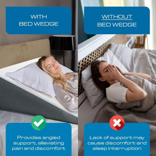 Kolbs Bed Wedge Pillow for Sleep Apnea, Sleeping Comfort, Relaxing, Acid Reflux, Heartburn and Back Pain Relief. Cushion for Sitting Up in Bed. Memory Foam Top, Chic Jacquard Washable Cover.