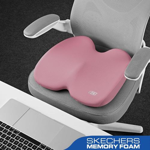 Skechers Seat Cushion, Ergonomic Memory Foam Cushion for Long Sitting Hours on Office & Home Chair, Car Seat Cushion for Sciatica, Coccyx Cushion,Pink