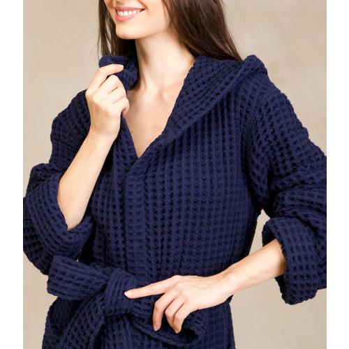 Luxury Hotel & Spa Silk-infused Japanese Cotton Waffle Unisex Hooded Bathrobe. (Used see the pictures)