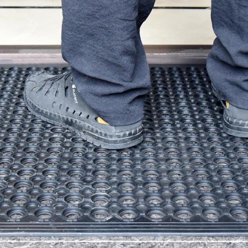 4 Pack 3' x 2' Ft Heavy-Duty Rubber Entrance Floor Mats, Odorless Non-Toxic Doormat with Drain Holes, Anti-Fatigue Non-Slip Mats for Doorway Kitchen Bathroom Bar Outdoor (36x24 4Pcs)