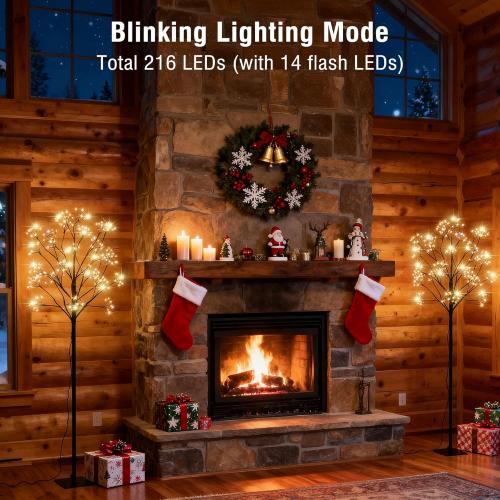 Lomotech Chritsmas Tree Lights - 216 LEDs 5Ft Artificial Christmas Tree with Timer, Includes 14 LEDs Twinkle Lights for Holiday, Wedding, Party, Christmas Decorations (Warm White)