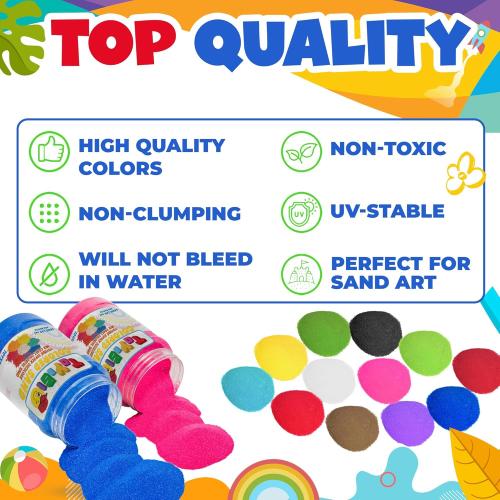 Sand Art Sand [ 20 Colors: 30 lbs ] Craft Sand, Colored Sand for Crafts, Sand Art Bulk, Sand in Bulk, Art Sand, Sandbox, Sand for Crafts for Kids Age 3 , Non-Toxic, 20 Jars