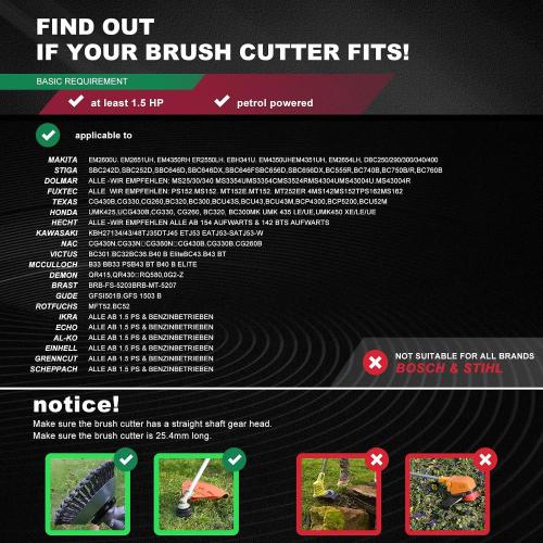 10 Inch Unbreakable Wired Trimmer Blade, Steel Wire Cutter Trimmer Head, Wire Rotary Brush Weed Trimmer Head, Weed Eater Head with Adapter Kit for Moss Grass Rust Removal, Gardening Lawnmower