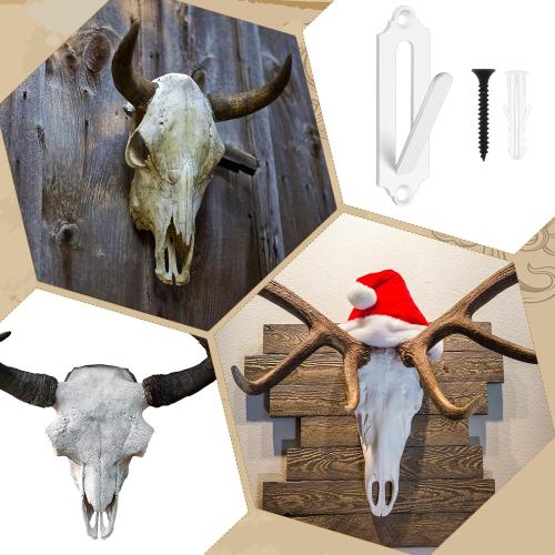 European Mount Skull Hanger Metal - Euro Wall Mount Hooker for Deer, Antelope, and Small Game Animals, Complete with Screws, Ideal for Hunting Decor