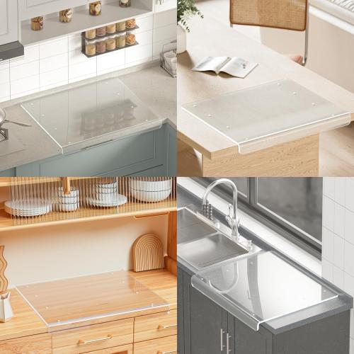 Extra Large Food Grade Cutting Boards for Kitchen Counter 24x20 inch, Polycarbonate Chopping Board with Lip, Anti-Slip Transparent Cutting Board for Countertop Protection