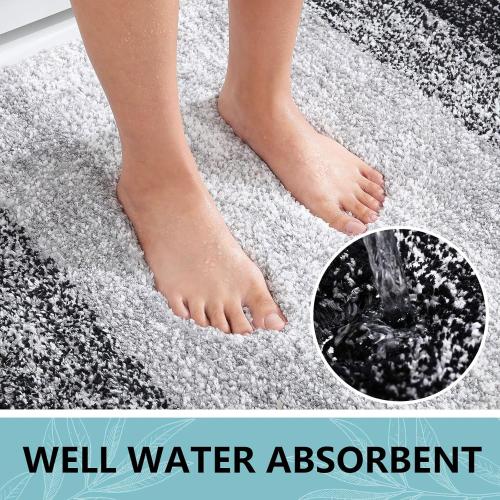 Arotive Microfiber Bathroom Rugs, Shaggy Soft and Absorbent Bath Rug, Non-Slip, Thick Plush Machine Washable Dry Bath Mats for Bathroom, Tub and Shower, 24x16, Black, Rectangular