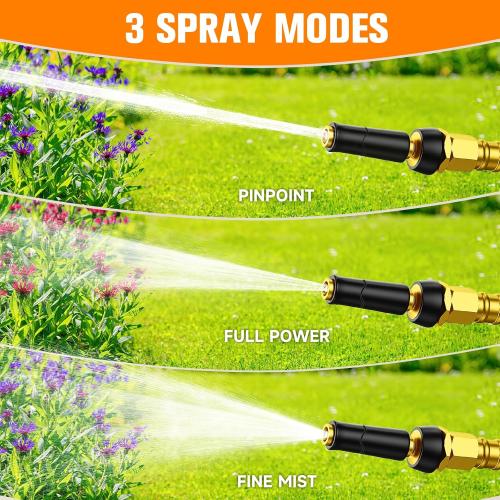 SILVER 100 FT Garden Hose Expandable - 304 Stainless Steel Water Hose 100 FT - Heavy Duty Flexible Kink Free Hose, no Bite