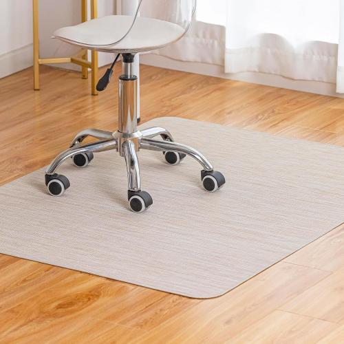 Office Chair Mat for Hardwood Floor Under Desk Computer Rolling Chair Mat for Wood/Tile Floor Non-Slip Heavy Duty Desk Rug PVC Plastic Hard Floor Protector 45x 53 (Parchment)