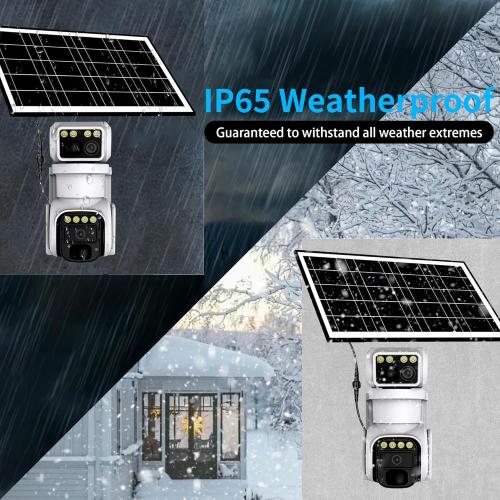 No WiFi Security Camera, 4G LTE Cellular Security Camera, 2K Solar Cellular Cam HD Dual Lens 360° Pan Tilt, Color Night Vision, PIR Motion Detection, IP66 Waterproof with Pre-Installed SIM(White)