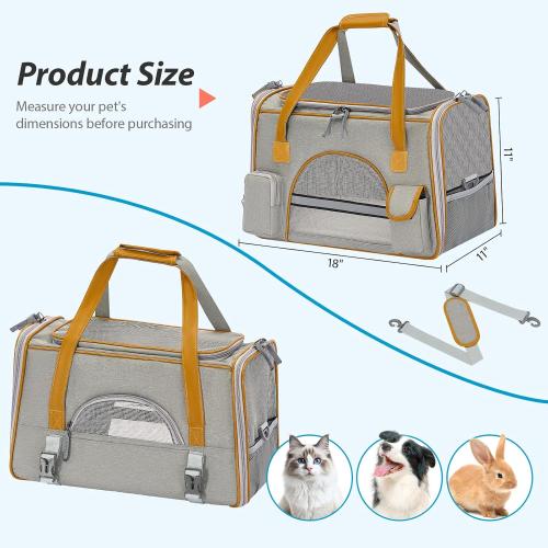 18x11x11 Inches Cat Carrier– Fits Pets Up to 17 lbs, Anti-Collapse Design, Multiple Storage Pockets, Cat Carrier Soft Ideal for Medium Cats, Puppy, Rabbits and Other Small Animals