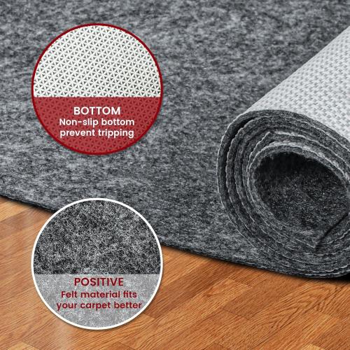 Waterproof Rug Pad, 10x14 ft Area Rug Non-Slip Carpet Pad, 1/4 Thick Non-Slip Rug Pads for All Floors and Finishes, Felt Pad for Hardwood Floors, Keeps Carpets in Place Soft and Safe