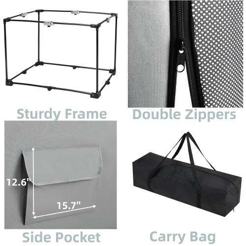 TLSUNNY Portable Soft Dog Crate, Collapsible Travel Dog Crates for Medium/Large Dogs, Foldable 4-Door Dog Kennel w/Mesh Windows, Soft Mat, Carrying Bag, Indoor & Outdoor Use (Grey, 36 x 24.4)