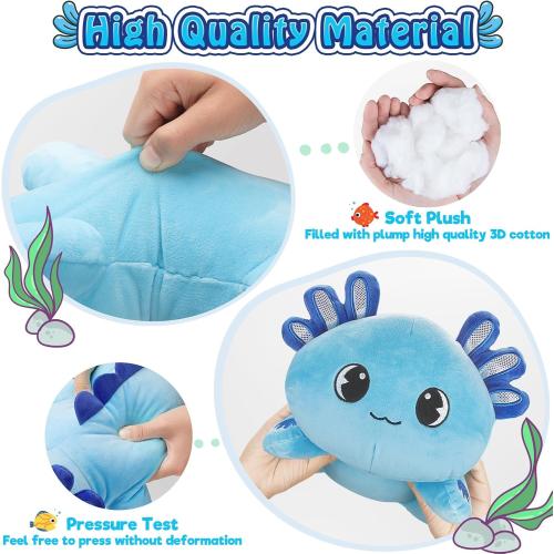 Officygnet Axolotl Plush, 13 Soft Stuffed Animal Plush Toy, Cute Axolotl Plushies Pillow, Kawaii Plushies Dolls for Kids, Blue Axolotl Gift for Girls Boys