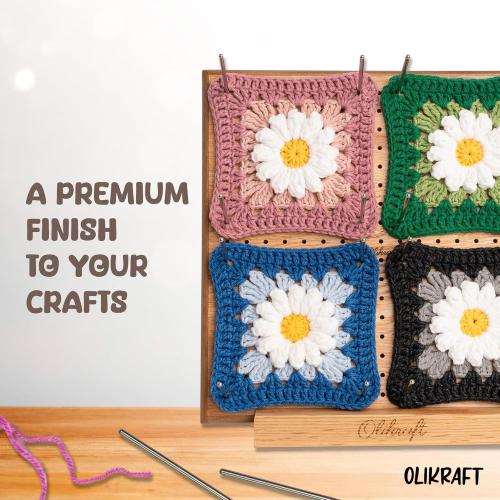 Olikraft 9.5 Crochet Blocking Board with Pegs 50 Pins - Granny Square Blocking Boards for Crochet Projects - Yarn Supplies Tools and Accessories and Gadgets