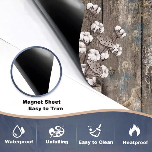 Vintage Wood Dishwasher Cover Kitchen Decorative,Rustic Wooden Dishwasher Magnet Cover Decor Cotton Flower Sticker,Retro Farm Floral Dishwasher Decal Home Appliance Panel Stickers 23x26