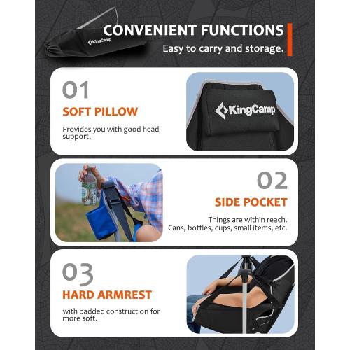 KingCamp Hammock Camping Chair, 400lbs Heavy Duty Swing Chairs for Adults | Portable Camp Chair, Oversized Folding Rocker, 10.3lbs Aluminum Frame, Adjustable recline for Outdoor Beach Patio RV Sport