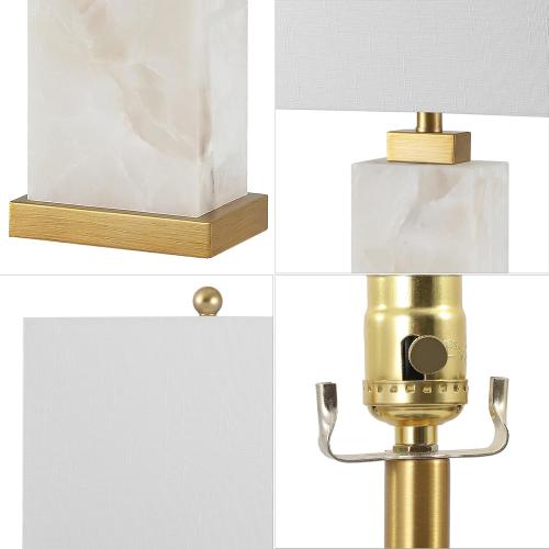 Missing part.                      JONATHAN Y JYL6201A Elizabeth 27.5 Alabaster LED Table Lamp Coastal Contemporary Bedside Desk Nightstand Lamp for Bedroom Living Room Office College Bookcase LED Bulb Included, White/Gold Leaf