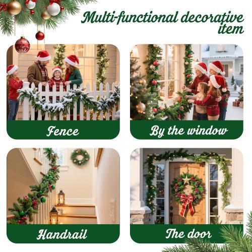 Christmas Garland Decorations Indoor Decor: 6 FT Artificial Realistic Pine Garland Green Faux Greenery Garland for Mantle Staircase Table Wall Outdoor Christmas Decorations