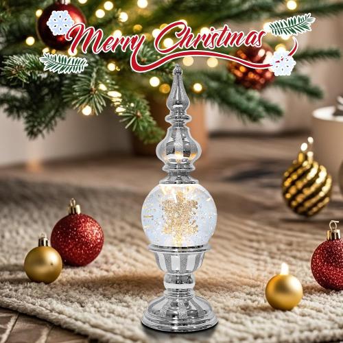 Christmas Snow Globe Lantern Snowflake Water Glittering Globe with 6H Timer Function Christmas Snow Globes 3 AA Battery Operated for Christmas Festival Decorations Gifts (Snowflake)