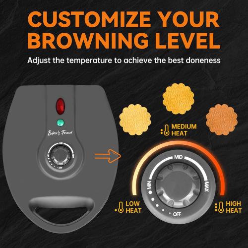 Baker's Friend Multi Pizzelle Maker Electric, Stroopwafel Iron, 4 x 4.5'' Pizzelle Waffle Cookies Maker with Temperature Control, Ideal for Holidays, Parties & More, Great Choice for Gift, Graphite