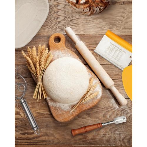 Codogoy Large Natural Sourdough Bread Baking Supplies - 10 Inch Round & Oval Handmade Natural Rattan Proofing Basket Set
