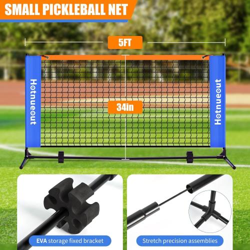 Pickleball Set with Net and Paddles 5FT Wide Indoor Mini Portable Pickle Ball Practice Net Small Equipment Training Net, for Driveways, Outdoor Home