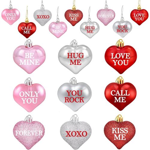 36Pcs Valentine's Day Heart Ornaments, Conversation Heart Decorations