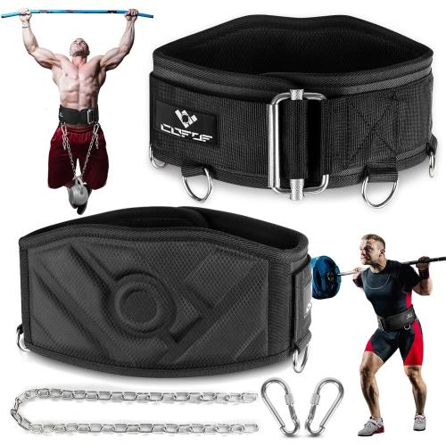 3-in-1 Weighted Pull Up Belt for Men, Weight Lifting Dip Belt with 40.6 IN Chain & Self Locking, Weighted Gym Belt for Pull Up, Squat, Powerlifting & Deadlift, Capacity Up to 350 LBS
