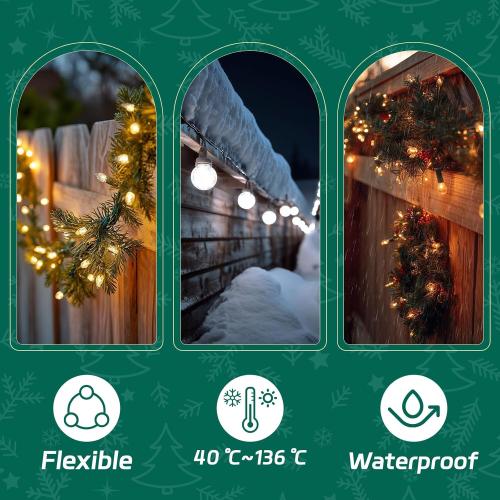 60FT SPT-2 Christmas Electrical Wire with 6pcs Vampire Plugs, 18/2 Gauge Low Voltage Extension Cord, 18 AWG 2-Conductor Flexible Wire for Outdoor Holiday Lights, Landscape Lighting