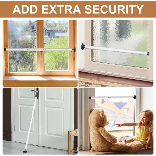Sliding Glass Door Security Bar, Patio Door Barricade Security Bar, Apartment BarSliding Door Security Bar, Door Jammer, White, 1 Pack