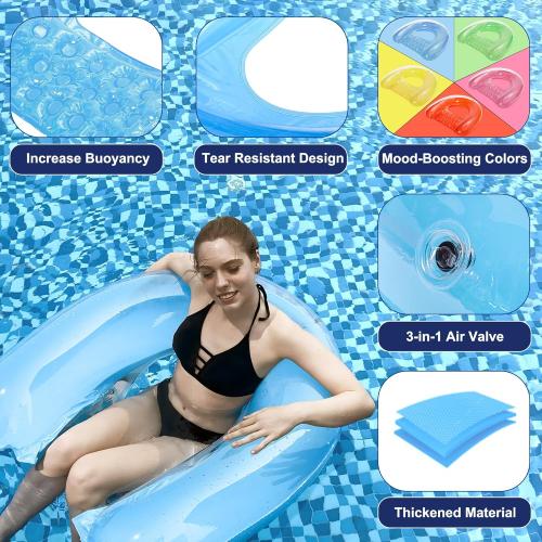 4 Pack Pool Floats Adult, PuppyuWill Minimalist Design Pool Chair Float, 52 X 38 Dopamine Colors, Drifter, Chair, Hammock 3-in-1 Inflatable Pool Toys for Pool Party, Lake, River, Sea, Outdoor